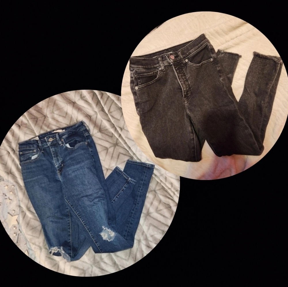 Blue and Black Women's Skinny Jeans